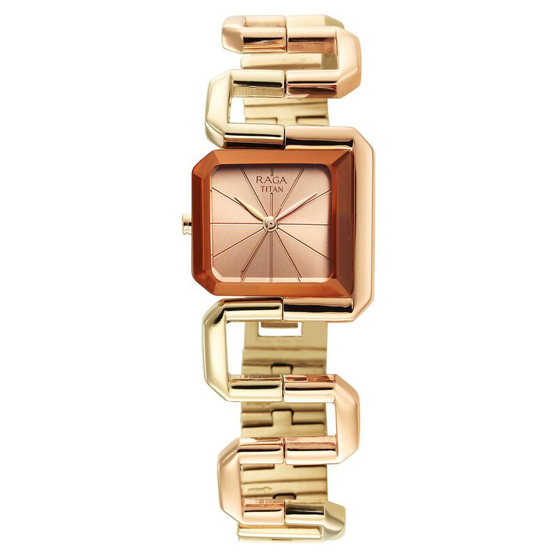 Titan Raga Delight Women's Watch Rose Gold Dial With Stainless Steel Band, 95155KM01