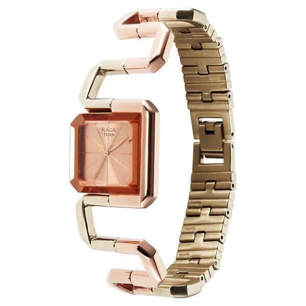 Titan Raga Delight Women's Watch Rose Gold Dial With Stainless Steel Band, 95155KM01