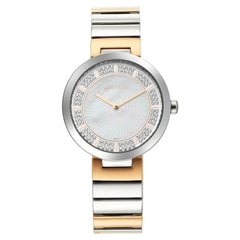 Titan Purple Women's Watch Analog mother of Pearl Dial with Two-Toned Stainless Steel Band, 95162KM01