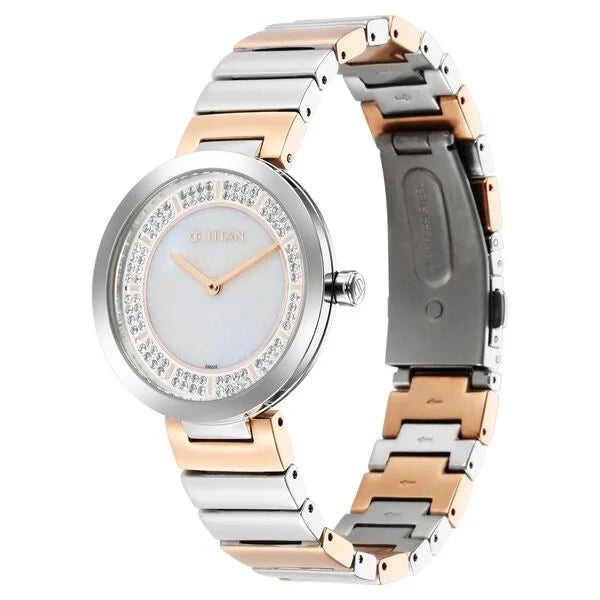 Titan Purple Women's Watch Analog mother of Pearl Dial with Two-Toned Stainless Steel Band, 95162KM01