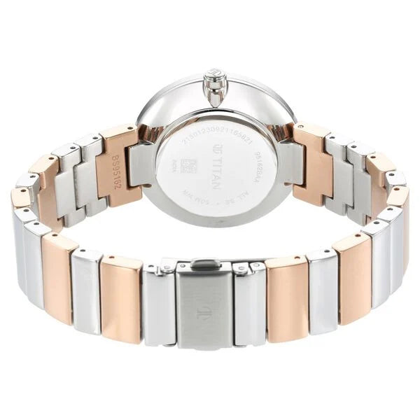 Titan Purple Women's Watch Analog mother of Pearl Dial with Two-Toned Stainless Steel Band, 95162KM01