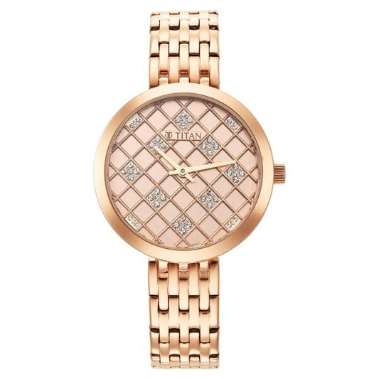 Titan, Women, Analog, Watch, Gold Dial, Stainless steel Strap, 95163WM01