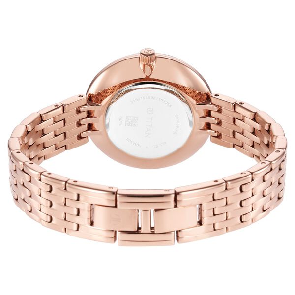 Titan Purple Women's Watch Analog Rose Gold Dial with Rose Gold Stainless Steel Band, 95163WM01
