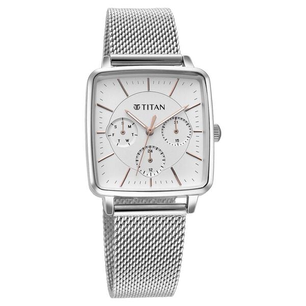 Titan Avant Garde Women's Watch Analog Silver Dial with Silver Mesh Band, 95176SM01