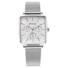 Titan Avant Garde Women's Watch Analog Silver Dial with Silver Mesh Band, 95176SM01