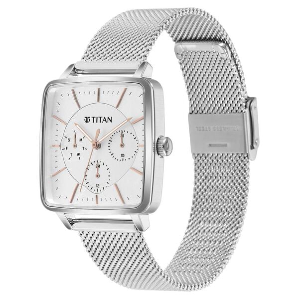 Titan Avant Garde Women's Watch Analog Silver Dial with Silver Mesh Band, 95176SM01