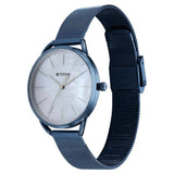 Titan Slimline Women's Watch Analog Mother Of Pearl Dial with Blue Stainless Steel Band, 95180QM01