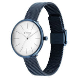 Titan Slimline Women's Watch Analog White Dial with Blue Mesh Band, 95182QM01