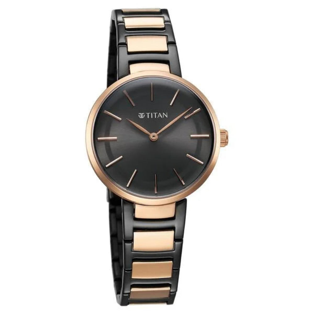 Titan Workwear Women's Watch Analog Anthracite Dial with Two-Toned Stainless Steel Band, 95183KM02