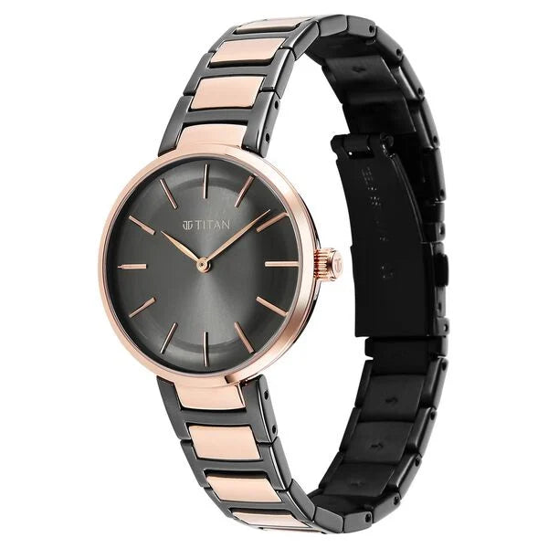 Titan Workwear Women's Watch Analog Anthracite Dial with Two-Toned Stainless Steel Band, 95183KM02