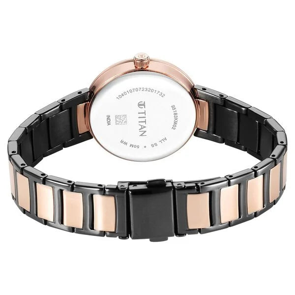 Titan Workwear Women's Watch Analog Anthracite Dial with Two-Toned Stainless Steel Band, 95183KM02