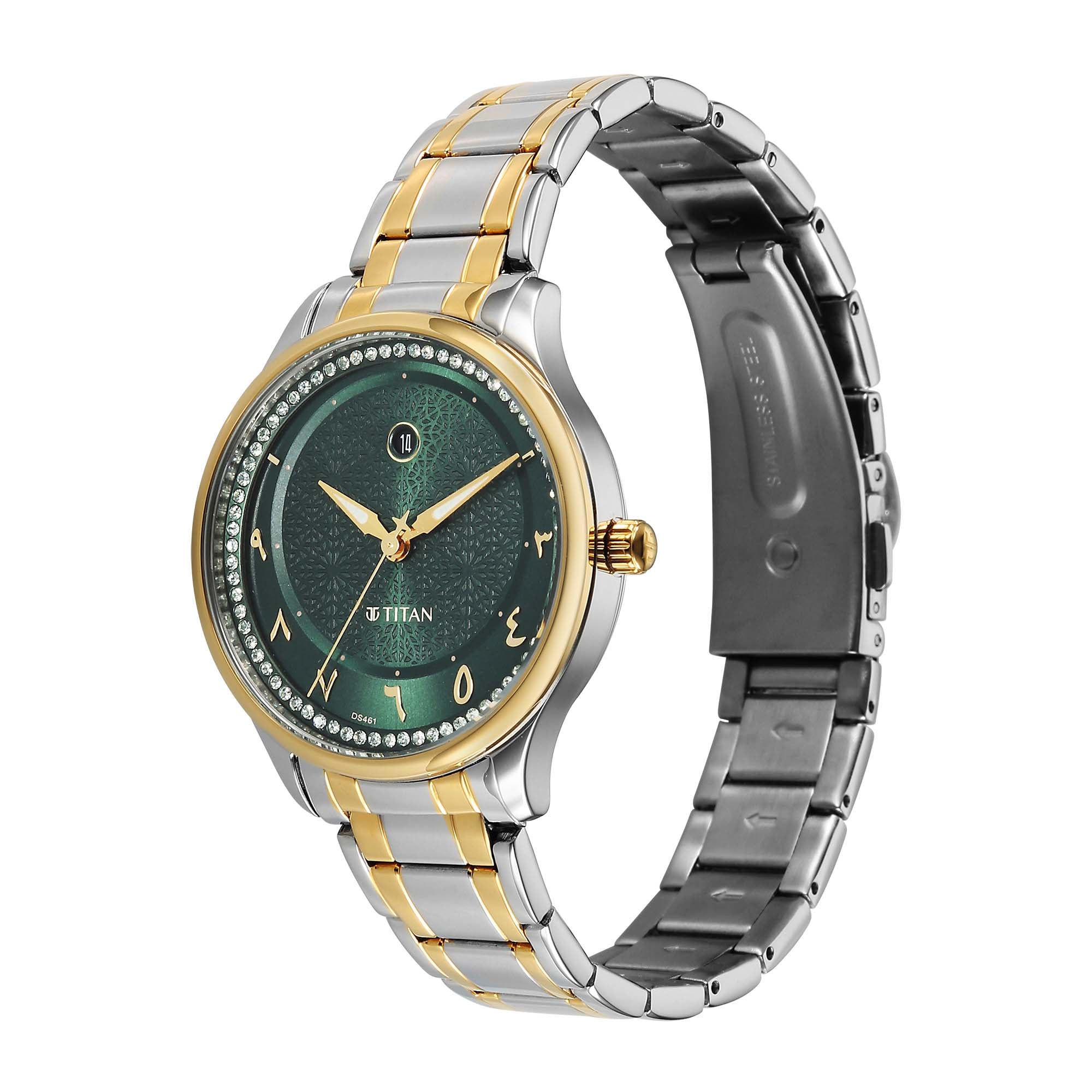 Titan, Men's, Analog Watch, Green Dial, with Stainless Steel Band, TI-95185BM01