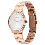 Titan Workwear Women's Watch Analog White Dial with Rose Gold Stainless Steel Band, 95185WM02