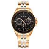 Titan Acetate Women's Watch Black Dial with Two-Toned Stainless Steel Band, 95186KM02