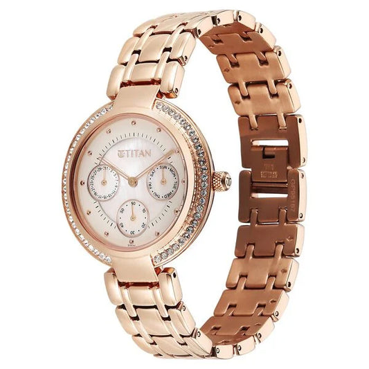 Titan, Men's, Analog Watch, Gold Dial, with Stainless Steel Band, TI-95187WM02