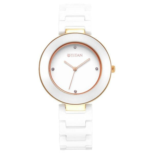 Titan, Women, Analog, Watch, White Dial, 95189KC01