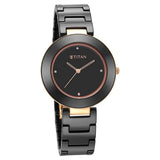 Titan Purple Women's Watch Analog Black Dial with Black Ceramic Band, 95189KC02
