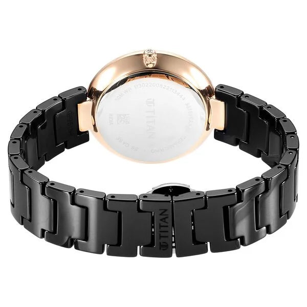 Titan Purple Women's Watch Analog Black Dial with Black Ceramic Band, 95189KC02