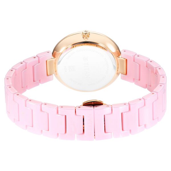 Titan Purple Women's Watch Analog Pink Dial With Pink Ceramic Band, 95189KC03
