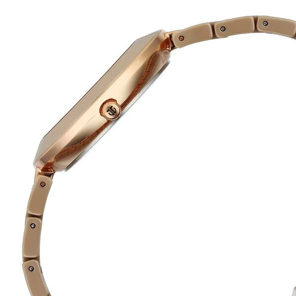 Titan Purple Women's Watch Analog Beige Dial with Beige Ceramic Band, 95189KC04