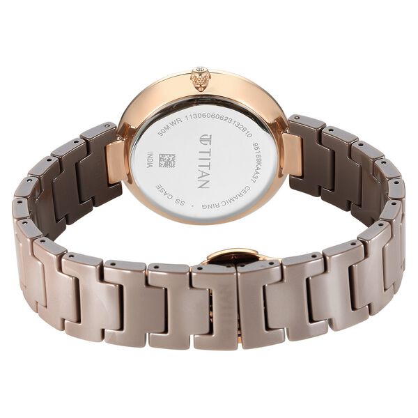 Titan Purple Women's Watch Analog Brown Dial with Brown Ceramic Band, 95189KC09