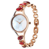 Titan Raga New You Women's Watch Analog Mother Of Pearl Dial With Garnet Stone Bi-Stainless Steel  Band, 95190KM01