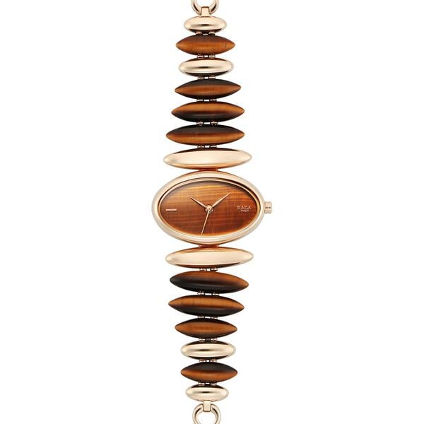 Titan Raga Women's Watch Brown Dial with Tiger Eye Stone Strap, 95191WM01