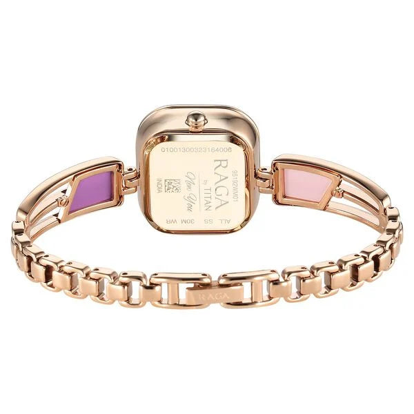 Titan Raga Women's Watch Mother of Pearl Dial with Rose Gold Stainless Steel Band, 95192WM01