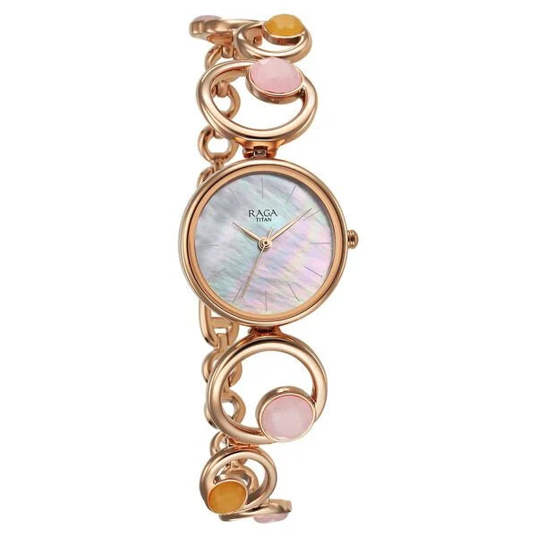 Titan Raga Women's Watch Analog Mother Of Pearl Dial with Rose Gold Stainless Steel band, 95194WM01