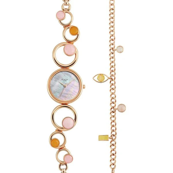 Titan Raga Women's Watch Analog Mother Of Pearl Dial with Rose Gold Stainless Steel band, 95194WM01