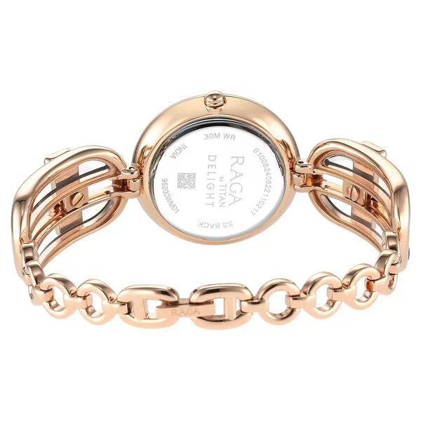 Titan Raga Delight Women's Watch Mother Of Pearl Dial With Rose Gold Stainless Steel  Band, 95200WM01