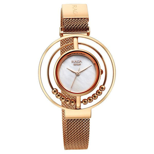 Titan, Women, Analog, Watch, Mother of pearl Dial, Stainless steel Strap, 95203WM01