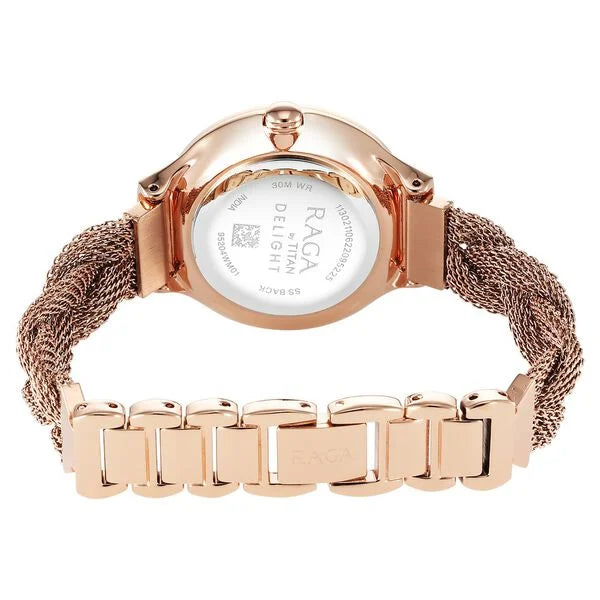 Titan Raga Delight Women's Watch Rose Gold Dial With Stainless Steel Band, 95204WM01