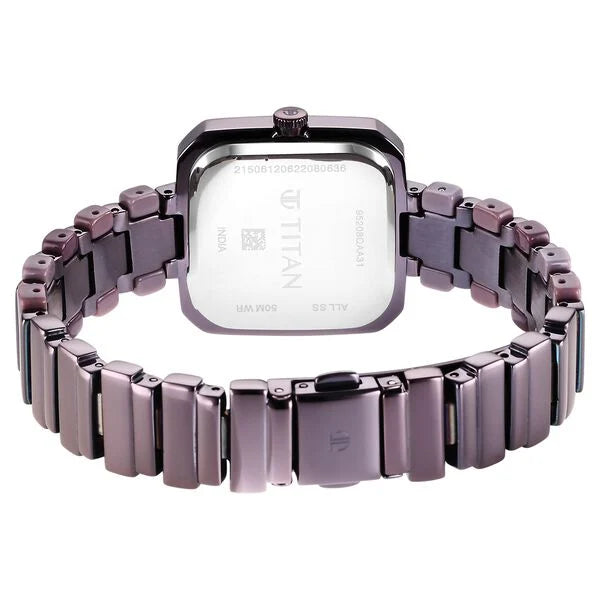 Titan Glitz Women's Watch Purple Dial with Metal & Plastic Band, 95208QD01