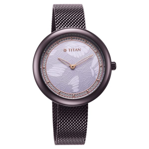 Titan Glitz Women's Watch Analog Purple Dial With Purple Mesh Band, 95210QM01
