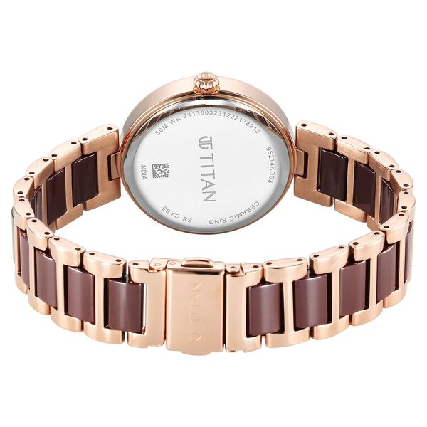 Titan Purple Ceramics Women's Watch Analog Mother of Pearl Dial with Steel & Ceramic Band, 95214KD03