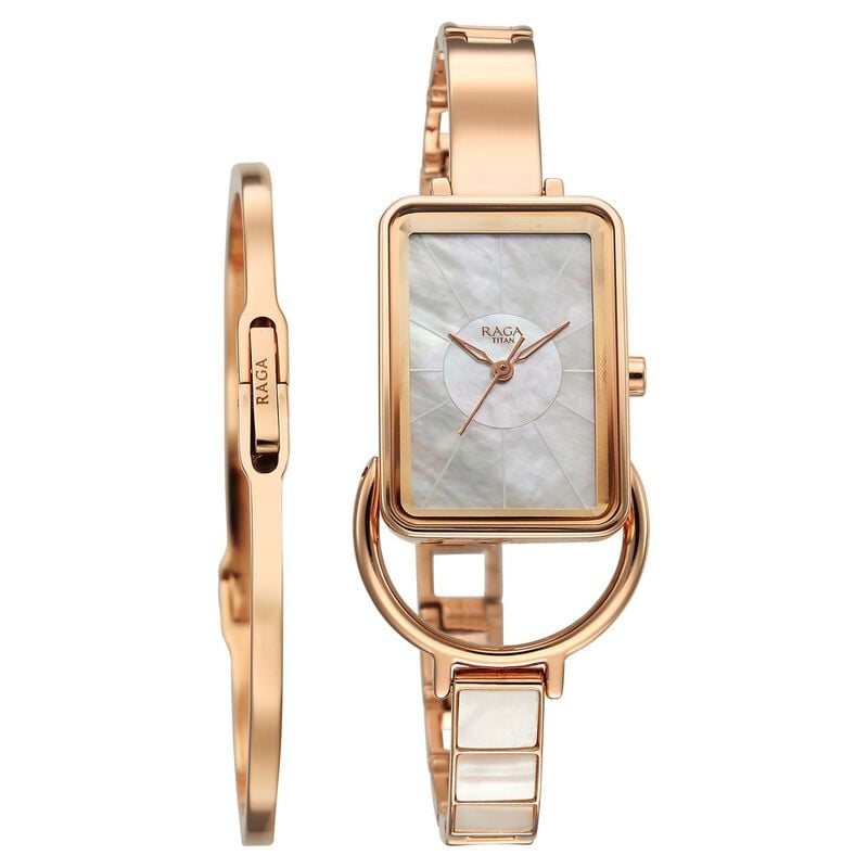 Titan Raga Power Pearls Women's Watch Analog Mother Of Pearl Dial With Rose Gold Metal Band, 95223WM01