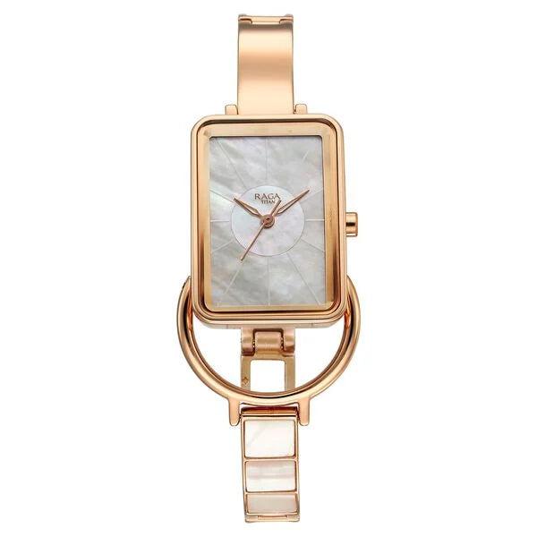 Titan Raga Power Pearls Women's Watch Analog Mother Of Pearl Dial With Rose Gold Stainless Steel  Band, 95223WM01