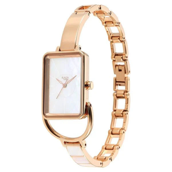 Titan Raga Power Pearls Women's Watch Analog Mother Of Pearl Dial With Rose Gold Stainless Steel  Band, 95223WM01