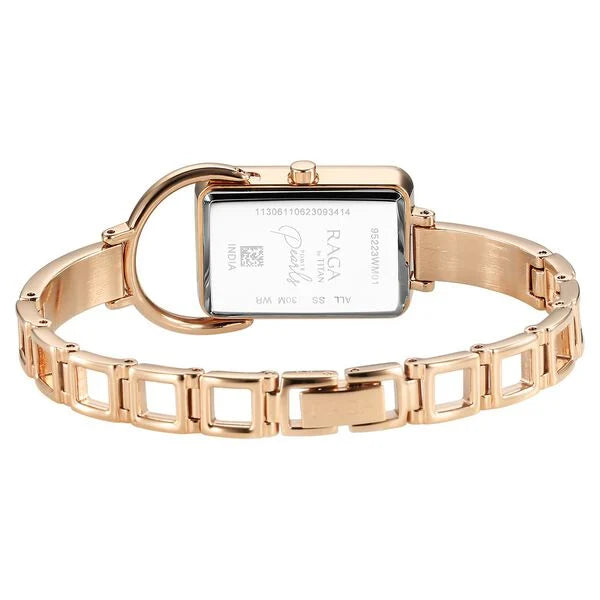 Titan Raga Power Pearls Women's Watch Analog Mother Of Pearl Dial With Rose Gold Stainless Steel  Band, 95223WM01