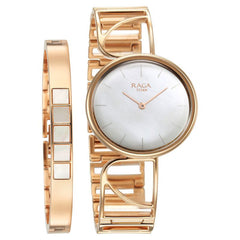 Titan Raga Power Pearls Women's Watch Analog Mother Of Pearl Dial With Rose Gold Metal Band, 95226WM01