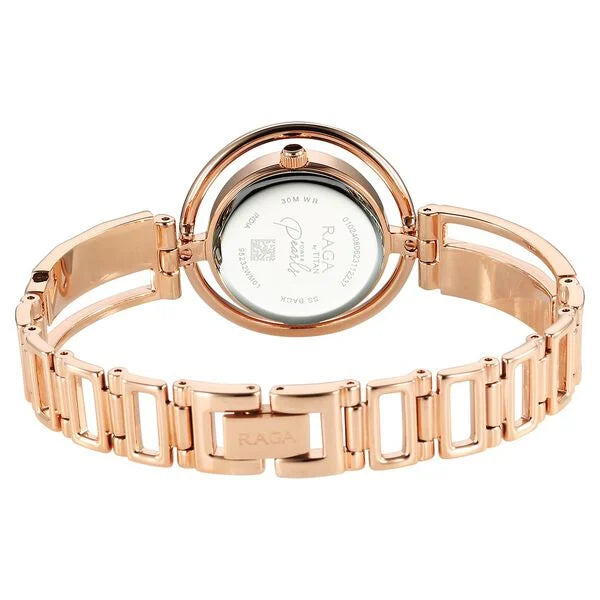 Titan Raga Power Pearls Women's Watch Analog Mother Of Pearl Dial With Rose Gold Stainless Steel  Band , 95232WM01