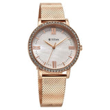 Titan Purple Women's Watch Analog White Dial with Rose Gold Stainless Steel Band, 95236WM01
