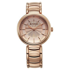 Titan Aura Women's Watch Analog Rose Gold Dial & Stainless Steel Band, 95240WM01