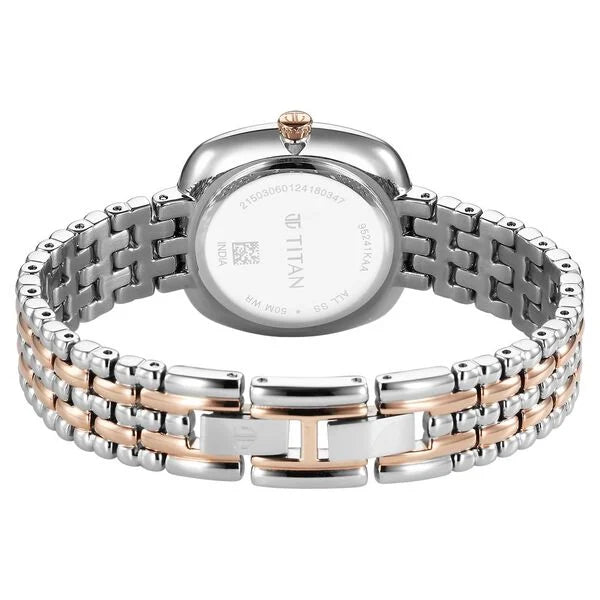 Titan Aura Women's Watch Analog Mother Of Pearl Dial with Rose Gold Stainless Steel Band, 95241KM01