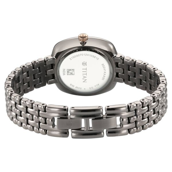 Titan Aura Women's Watch Analog Mother Of Pearl Dial with Titanium Stainless Steel Band, 95241KM02