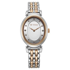 Titan Aura Women's Watch Analog Silver Dial with Two-Toned Stainless Steel band, 95242KM01