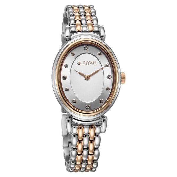 Titan Aura Women's Watch Analog Rose Gold Dial & Stainless Steel Band, 95242WM01