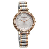 Titan Aura Women's Watch Analog Silver Dial with Two-Toned Stainless Steel Band, 95244KM01