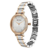 Titan Aura Women's Watch Analog Silver Dial with Two-Toned Stainless Steel Band, 95244KM01